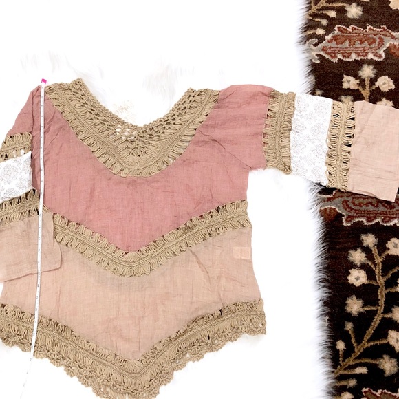 NWT💖BOHEMIAN CROCHET TUNIC TOP - Picture 6 of 7